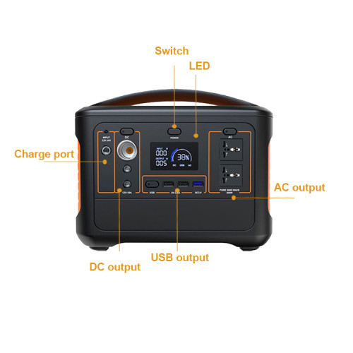 Outdoor 500W inverter lithium battery 110V/220V AC output solar portable power station for camping