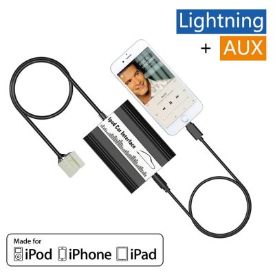 Car Adapter for iPod/iPhone Lightning For Honda White