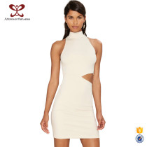 Summer Fashion 100% Cotton White Evening Dress Sleeveless Off-Shoulder Women Party Dress