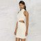 Summer Fashion 100% Cotton White Evening Dress Sleeveless Off-Shoulder Women Party Dress