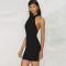 Summer New Style Fashion Lady Black Sexy Halter Backless Bandage 100% Cotton Dress For Women