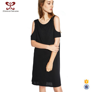 Summer Fashion New Design Girls' Black Off-Shoulder Chiffon Dress For Women