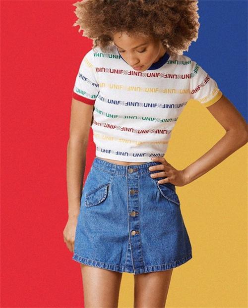 2016-women-high-waist-rainbow-striped-embroidered-letter-short-sleeved-cropped