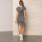 New Fashion Women Dress Gray Sexy Short Sleeve Dress with Hood for Lady