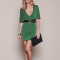AFF Latest Design Sexy Dreep V Neck Green  Office Dress For Ladies 2016