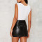 AFF New Model Sexy Women Bodycon Black Pu Leather Skirt Girl Mini Skirt Ladies Short Skirt Designs