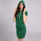 AFF Latest Dress Designs Pure Color Green New Style Dress Short Sleeve Casual New Ladies Dress For Fashion Women