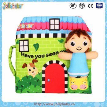 Jollybaby new design exercising operation ability cloth book with movable doll