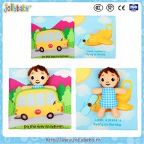 Jollybaby funny plush educational toys baby soft cloth story book with little boy toy