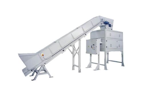 High volume indstrial shredder with baler for paper and cardboard