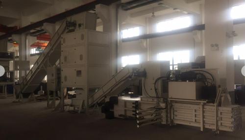 High volume indstrial shredder with baler for paper and cardboard