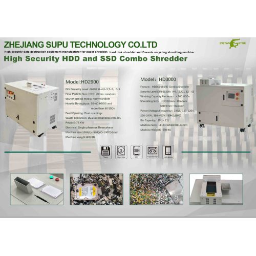 Professional high security HDD and SSD combo shredder