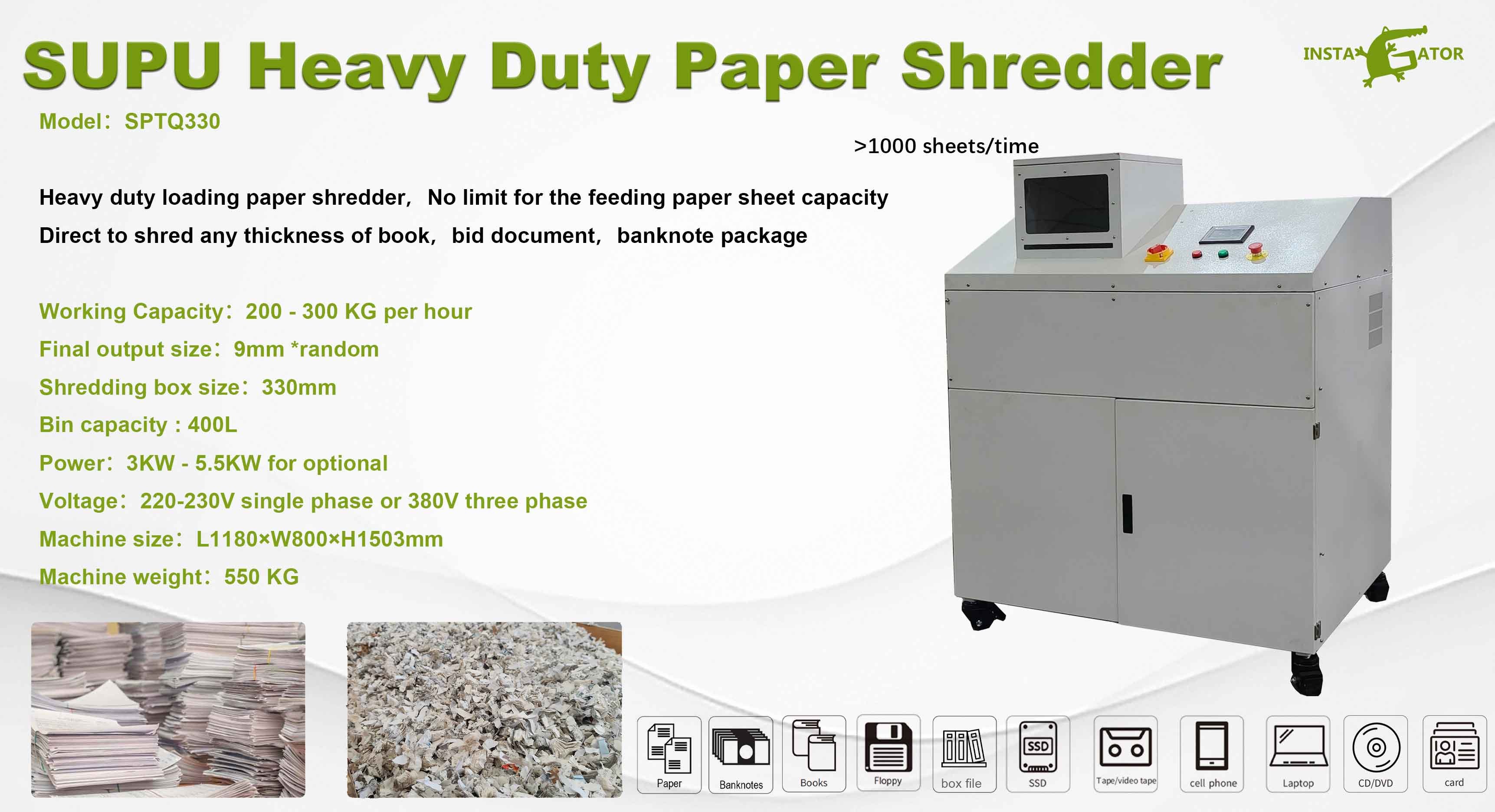 SUPU New release heavy duty Paper shredder with more than 1000 sheets shredding capacity