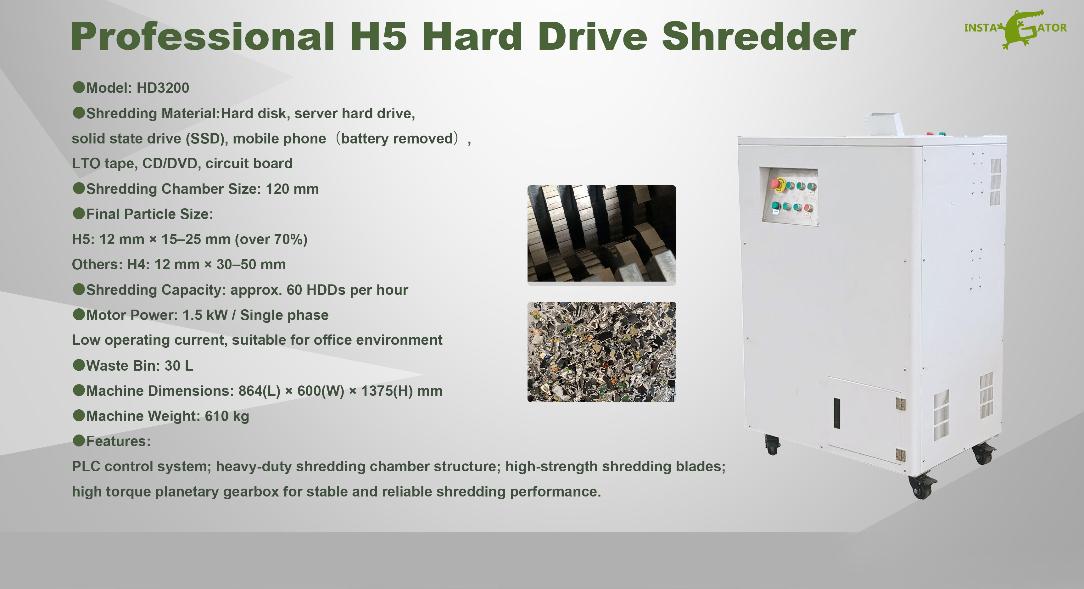 Supu Solid-state Drive High-efficiency Double-layer Shredder, Customizable Electronic Waste Hard Drive shredder