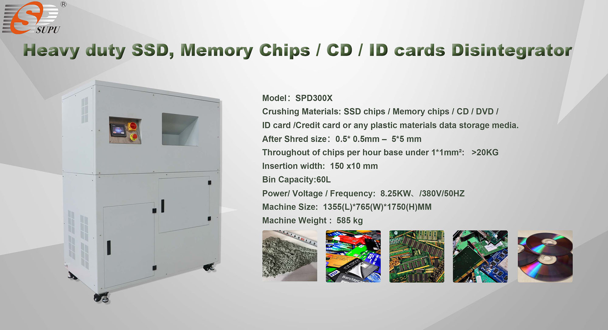 High-safety Chip Grinding and Crushing Machine, Electronic Waste Destruction Treatment and Recycling Machine, with Casters