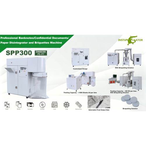 SUPU High Security Waste Paper Banknotes PCB Board Paper Disintegrator with Shredding System