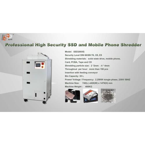 Portable Dual Shaft SSD Cellphone PCB CD Crusher Machine with E5 Level