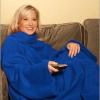 Large Blue Supersoft Fleece TV Blanket with Sleeves