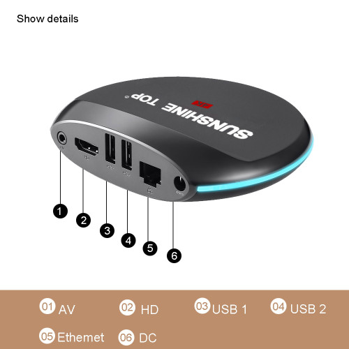 Sunshine Top Box Amogic S905X Quad Core 2.0 GHz SM-96 1G + 8G Android 6.0 TV Box WiFi 4K H.265 Streaming Media Players Bluetooth Opcional