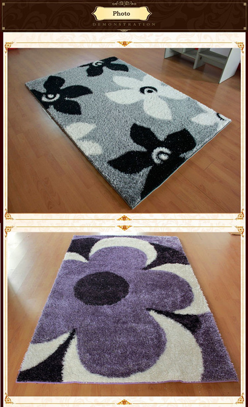 popular design stretch yarn mixed silk polyester shaggy carpet