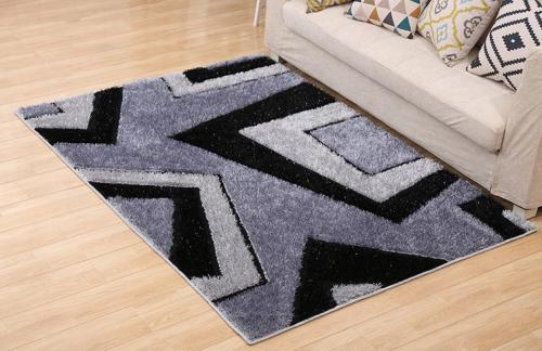Hand tufted geometric pattern shaggy silk carpets