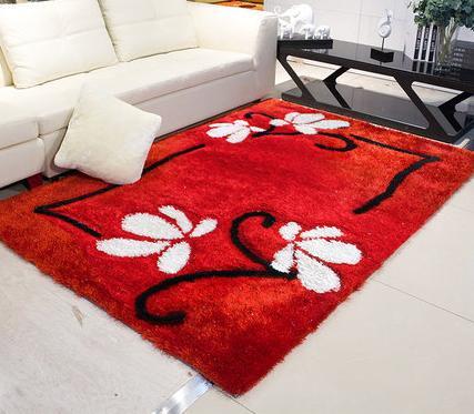 Hand tufted 100% polyester shaggy carpets with different colors