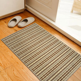 Machine made polyester stripe out door mats for bedroom or bathroom