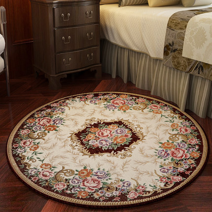 High quality machine made polyester circular bed side rugs or mats