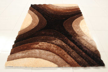 popular design stretch yarn mixed silk polyester shaggy carpet 3D design