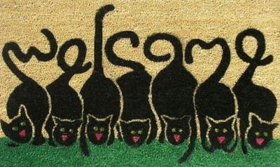 New design machine made polyester cats welcome doormat