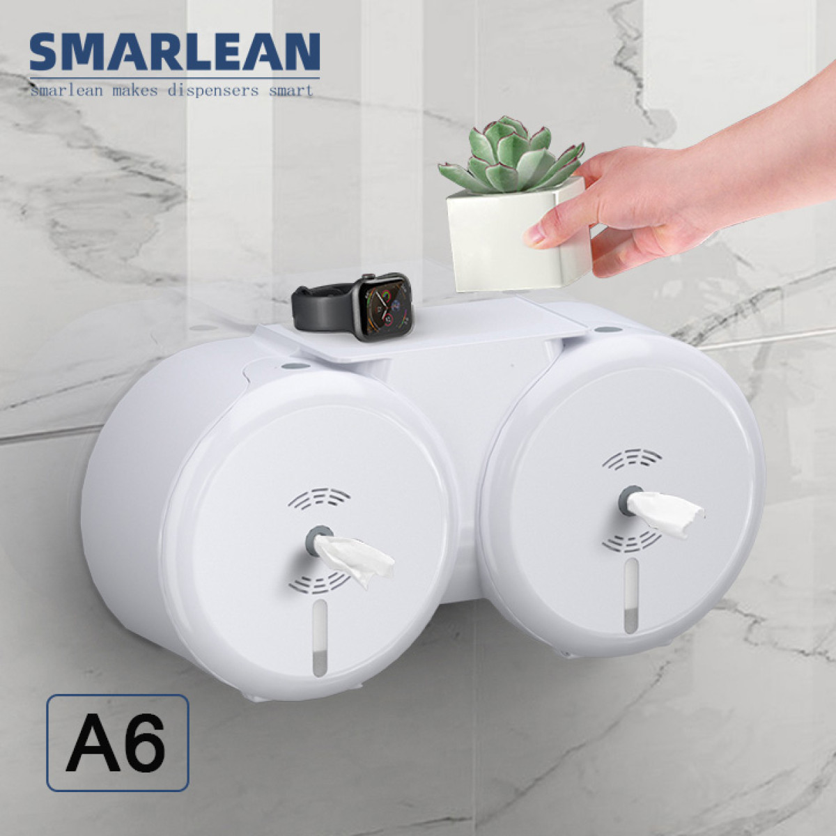 Smarlean A6 Double-Roll Center-Feed Toilet Paper Dispenser — Commercial High-Capacity