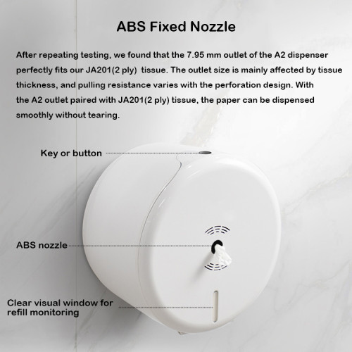 Smarlean A2 Single-Sheet Toilet Tissue Dispenser — Fixed Outlet for Controlled Dispensing in Public Restrooms