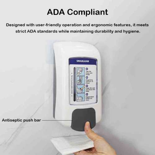 H7 Manual Toilet Seat Sanitizer Dispenser | Wall Mounted Toilet Seat Cleaner for Commercial Restrooms | Smarlean