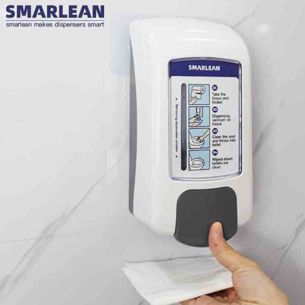H7 Manual Toilet Seat Sanitizer Dispenser | Wall Mounted Toilet Seat Cleaner for Commercial Restrooms | Smarlean
