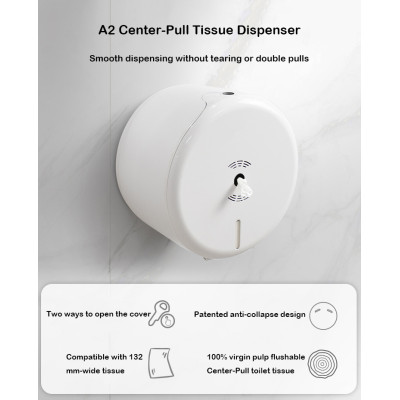 Smarlean A2 Center Pull Toilet Tissue Dispenser | Commercial Wall Mounted Centerfeed Toilet Paper Dispenser | Smarlean