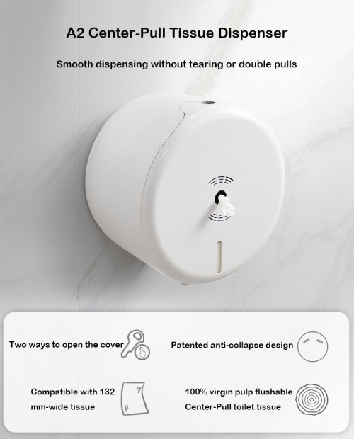 Smarlean A2 Center Pull Toilet Tissue Dispenser | Commercial Wall Mounted Centerfeed Toilet Paper Dispenser | Smarlean