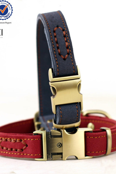 Hongmioo Custom Fashion Genuine Leather Dog Collar and Leash with Cobra Buckle