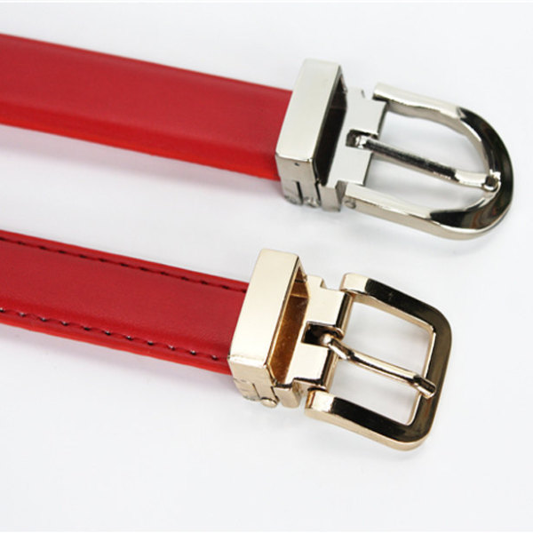 Red women stitched slimming pu belts