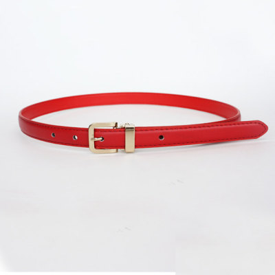 Red women stitched slimming pu belts