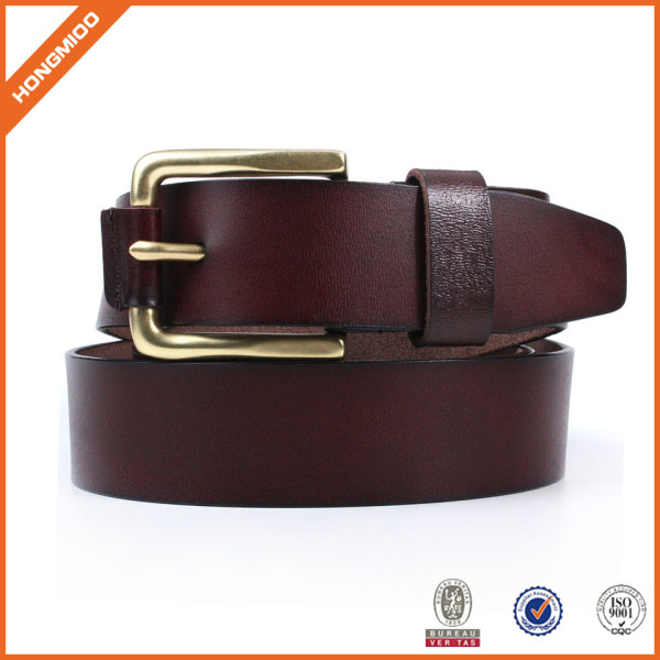 Vintage Full Grain Leather Belt Genuine Leather Belt With Prong Buckle For Men