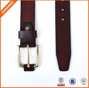 Vintage Full Grain Leather Belt Genuine Leather Belt With Prong Buckle For Men