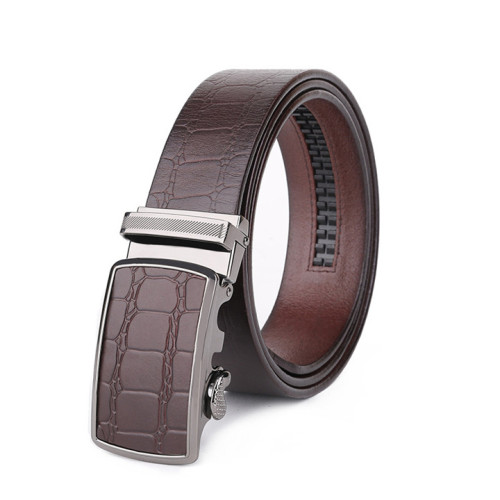 Cowskin Adjustable Belt With Automatic Buckle For Men Business Belt