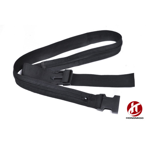 Black Fashion Travel Money Belt with Plastic Military Cobra Buckle