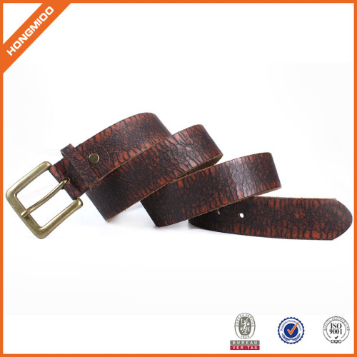 Men's 100% Leather Jeans Belt With Stitch Design And Prong Buckle
