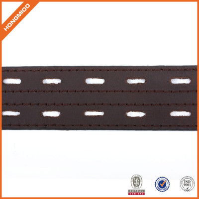 Classic Brown Genuine Leather Belt With Double Middle Buckle For Jeans