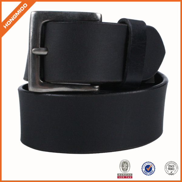 Good Quality Mens Black Genuine Leather Belt With Zinc Alloy Pin Buckle