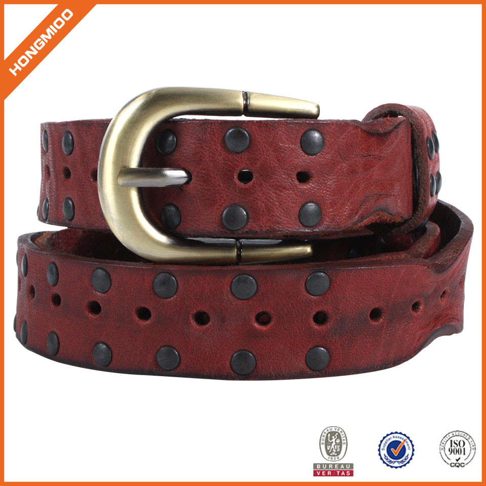 Top Quality Genuine Leather Belt with Rivets Punk Style...
