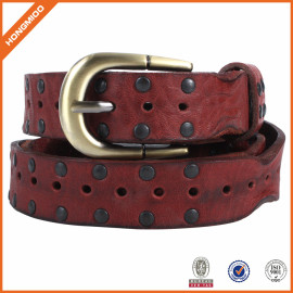 Top Quality Genuine Leather Belt with Rivets Punk Style Leather belt