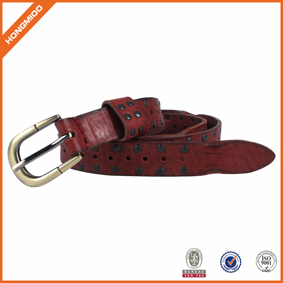 Top Quality Genuine Leather Belt with Rivets Punk Style... detail