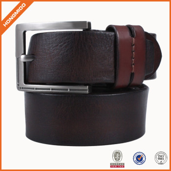 Full Grain Leather Belt With Zinc Alloy Prong Buckle For Men Double Loop